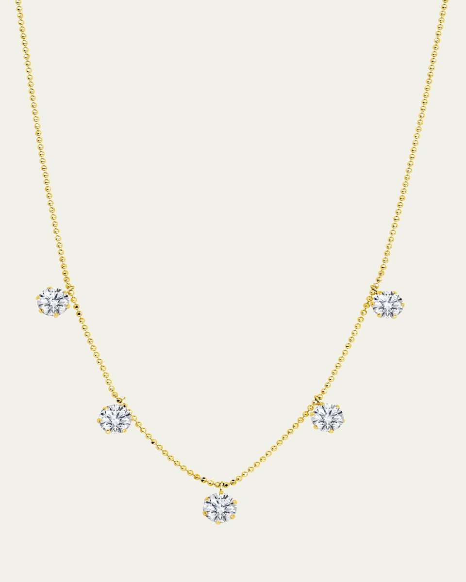 18K Yellow Gold Floating Diamond Necklace